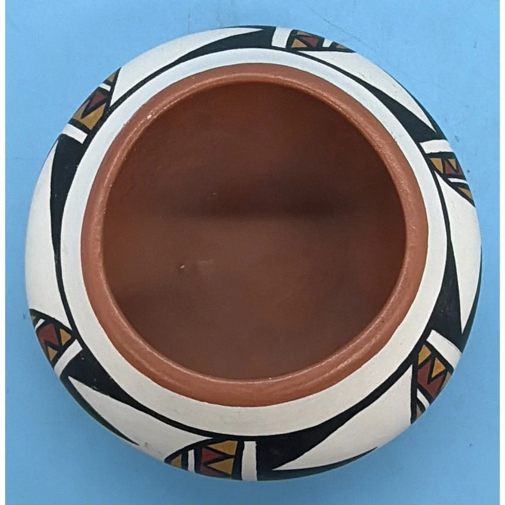 Native American Polychrome Pottery Bowl Hand Painted Southwestern Decor Small